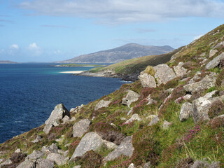 Hidden beach near Huisinish beach, a remote place on the west coast of Harris in the Outer...