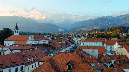 Mountains and Red Roofs of Kamnik Town under the Kamnik-Savinja Alps, Slovenia - 782320241