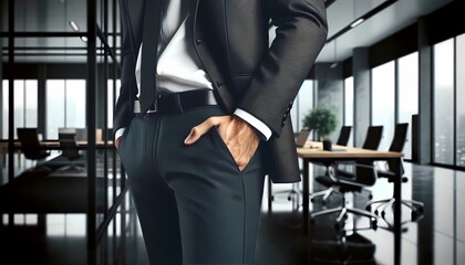 businessman with his hand in his trouser pocket depicting confidence and professionalism Concept of corporate lifestyl