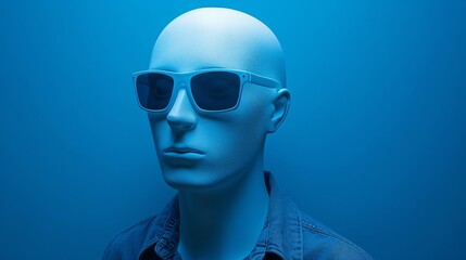 Blue technology concept enveloping a mannequin symbolizing the blend of style and digital advancements