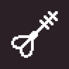 Obraz premium black and white simple flat 1bit vector pixel art icon of fantasy retro vintage heart shape key. password login security