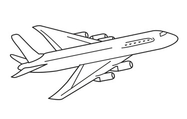 Fototapeta na wymiar Simple one line drawing of an airplane on white background