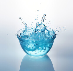 splash of clean water in a glass bowl