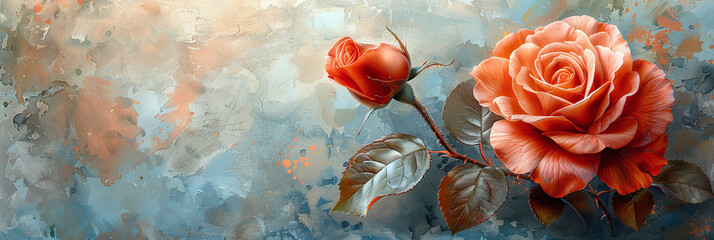 Blooming Rose in Pastels - Watercolor Illustration for Cards or Decorations