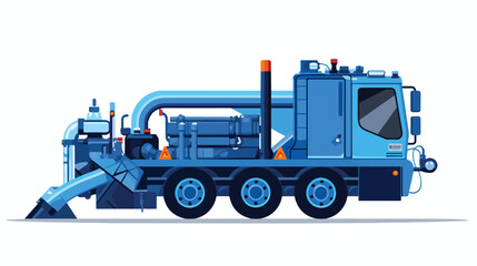 Blue machine 2d flat cartoon vactor illustration is