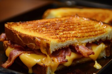 Grilled cheese sandwich with bacon flavor on sourdough bread