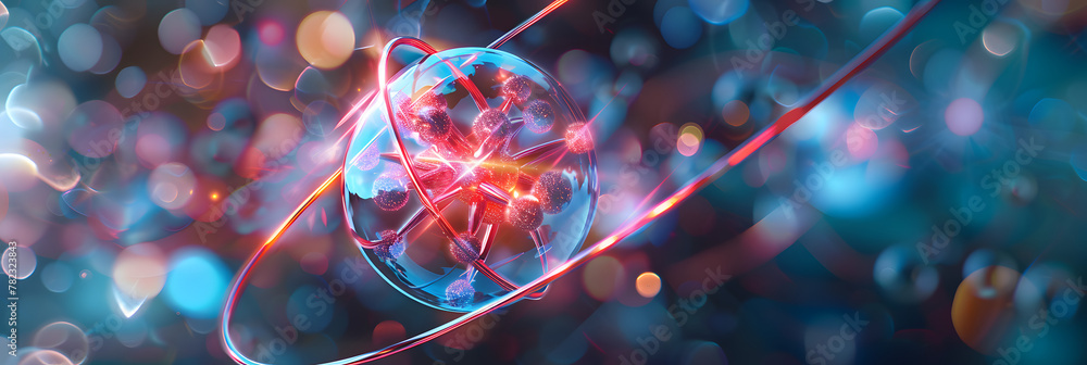 Poster three-dimensional electron cloud of a single atom: atomic model, structure and quantum mechanics in 