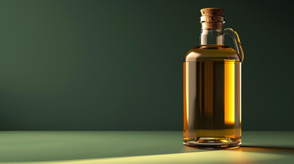 A beautiful shot of a bottle of olive oil.