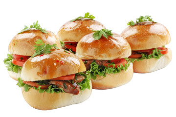 Stack of Hamburgers on White Background