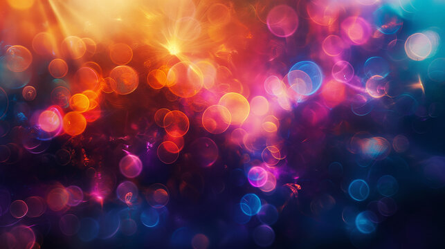 Vivid bokeh lights with explosive effect, symbolizing celebration and festive mood with vibrant colors