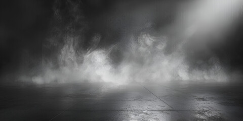 Empty dark room abstract fog smoke glow rays wall and floor interior displays product