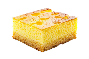 Delicious Cake With Yellow Icing on White Background