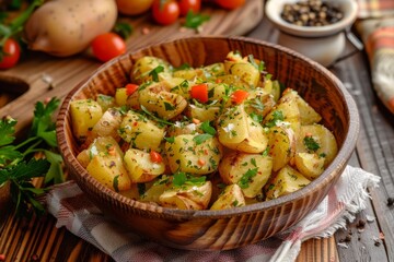In Spain potato salad is known as patatas or papas aliÃ Â adas - obrazy, fototapety, plakaty