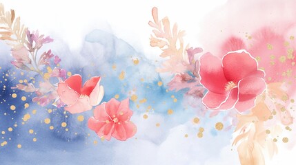 Delicate Florals in Watercolor with Golden Specks