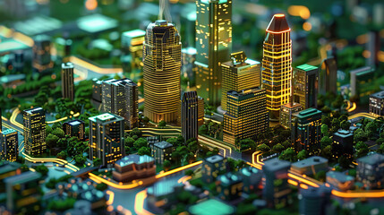 Backdrop of a Circuit Board Designed Like a City generative ai