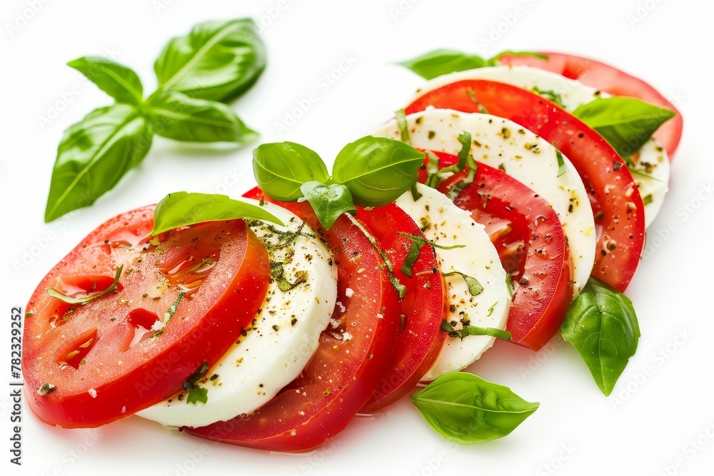 Poster italian caprese salad on white background