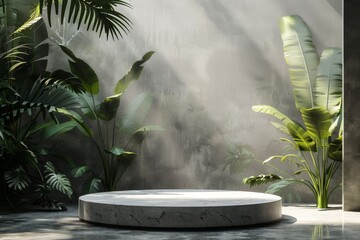 Round Table With Plant Centerpiece