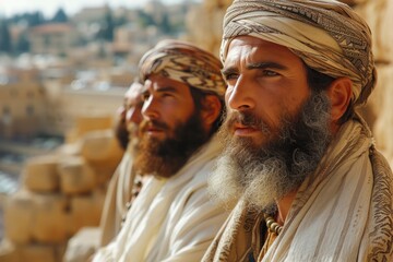 Two jewish men in headscarves and beards - obrazy, fototapety, plakaty