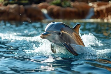 Dolphin leaping out of water
