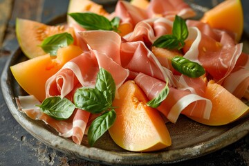 Italian starter with cured ham and fruit