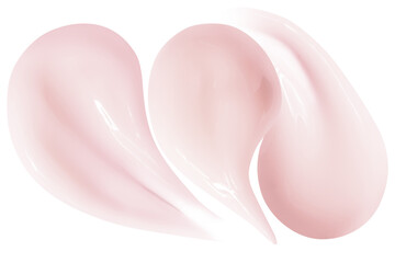 Set, composition of cosmetic strokes, white and pink, cream on a blank background.