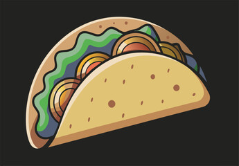Colorful vector illustration of a mouth-watering taco, capturing the essence of mexican street food