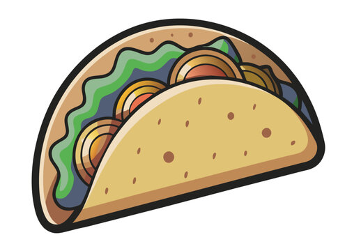 Colorful vector illustration of a mouth-watering taco, capturing the essence of mexican street food