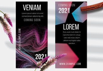 Flyer Layout with Motion Blur and Glowing Abstract Shapes