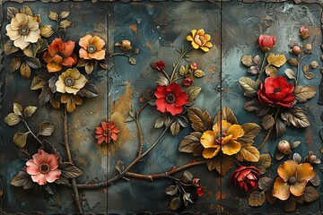 panel wall art,with flower designs, wall decoration