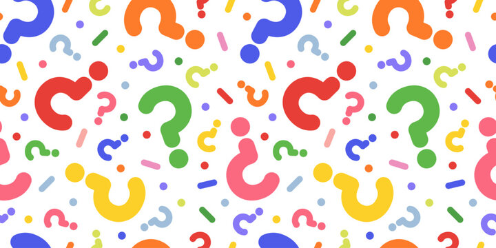Question mark seamless pattern. Colorful abstract background. Customer service, presentation, conversation, communication, faq help concept