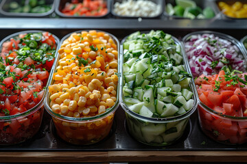 Variety of vegetables in display case