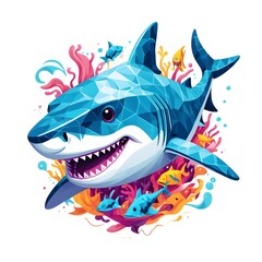 Colorful Geometric Shark Illustration