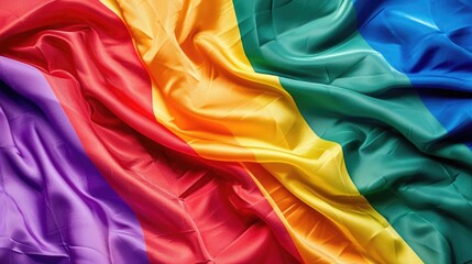 horizontal banner, LGBT Pride Month, International Day Against Homophobia, bright rainbow background, lgbt flag, wrinkled silk fabric