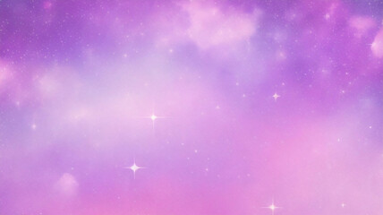 Purple unicorn background. Pastel watercolor sky with glitter stars and bokeh. Fantasy galaxy with holographic texture. Magic marble space.