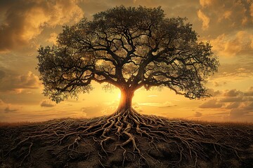 Tree of life with the roots