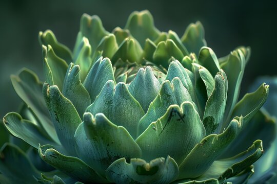 Close up picture of an artichoke