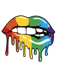 Colorful Rainbow Dripping Lips Bite Fashion