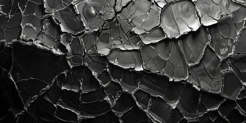 Monochrome Texture of Cracked Earth: Abstract Natural Background - obrazy, fototapety, plakaty
