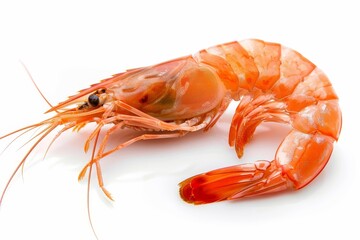 Cooked shrimp or prawn on white background for packaging design