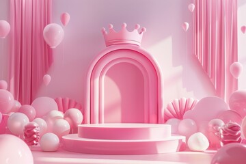 Pink Room With Balloons and Cake