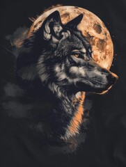 Wolf Design Enthralled by Moon's Glow