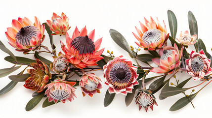 A composition of exotic protea flowers against