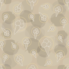 ice cream background, seamless pattern of ice cream scoops in a cone, repeating texture of ice cream cones on beige, abstract simple design, ideal for textile or paper design	