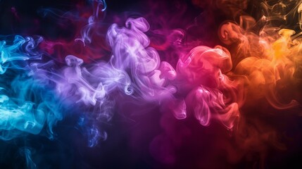 Behold a vision of breathtaking beauty, as an explosion of vibrantly colored smoke fills the darkness with a symphony of hues in a mesmerizing