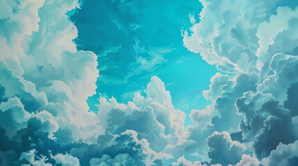 Amazing view of the blue sky with white clouds. The image is very calming and peaceful. It would be perfect for a background or for a website.