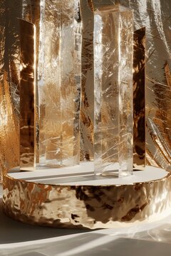 Gold and White Sculpture on Table