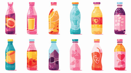 Bottles of different fizzy drinks vector illustrati