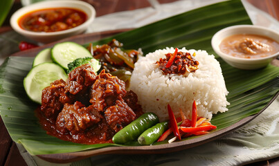 rendang with perfect food presentation 