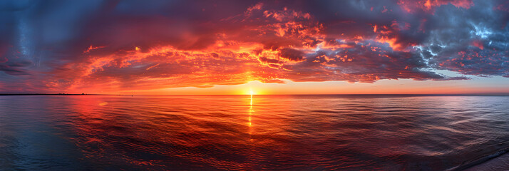 Crimson Blaze: The Sea's Sunset Symphony