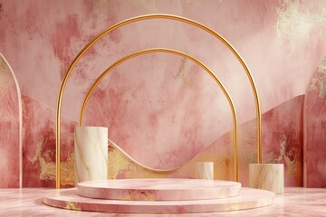 Luxurious Pink and Gold Room With Marble and Gold Accents
